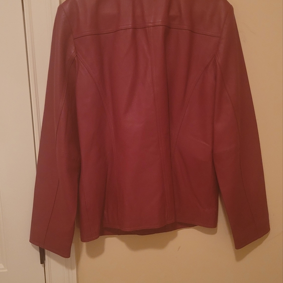 East 5th Dark Red Maroon Genuine Leather Blazer Jacket Coat Size L - Picture 2 of 8